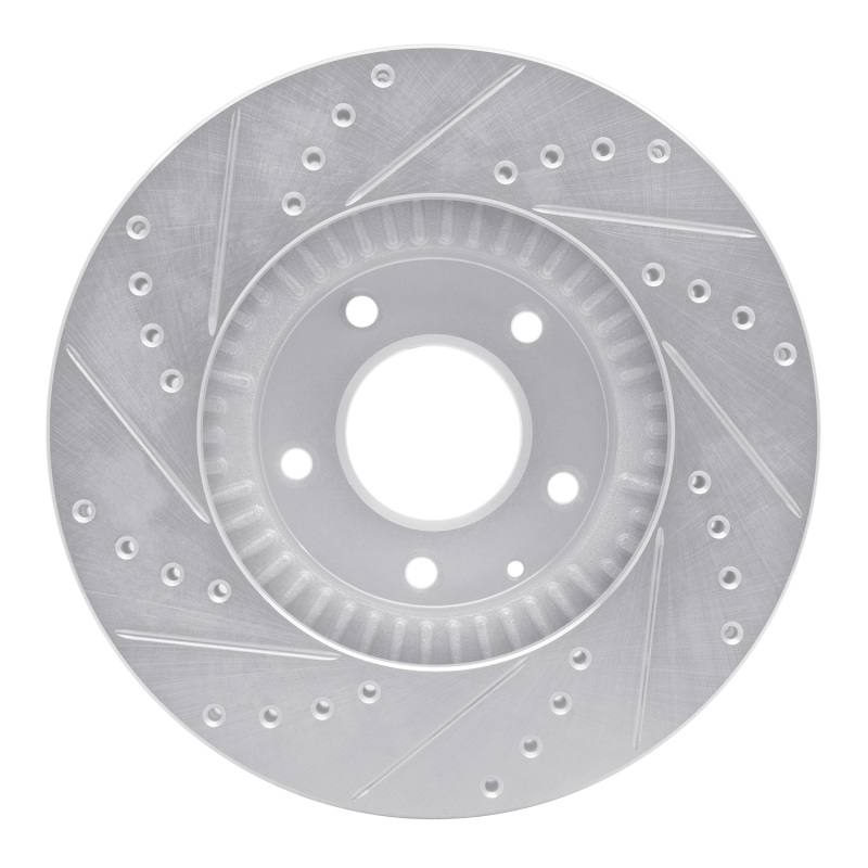 Mazda Millenia Brake Rotor (1) - Front Right - R1 Concepts - Drilled & Slotted - Silver - `01-`02